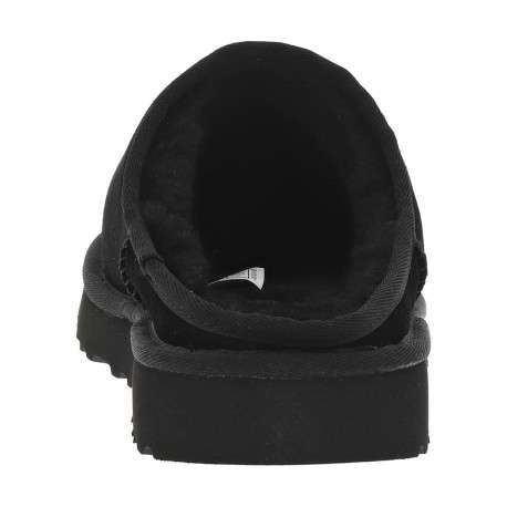 Sabots en cuir noir à talon plat et à slip-on avec de la fourrure synthétique - Image 6
