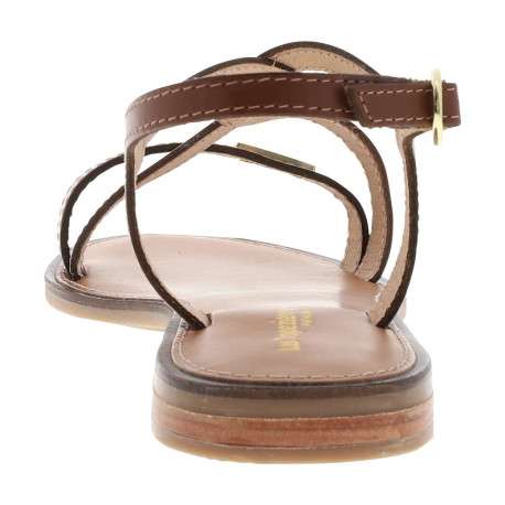 Nu-pieds en cuir tan à semelle plate et une fermeture à boucle à ardillon - Image 6