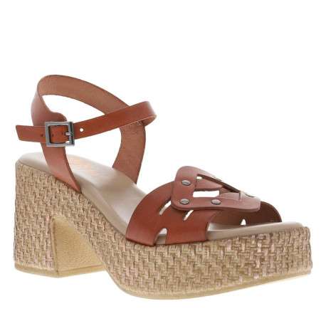 Nu-pieds en cuir bruns à talon décroché haut avec boucle à ardillon - Image 3