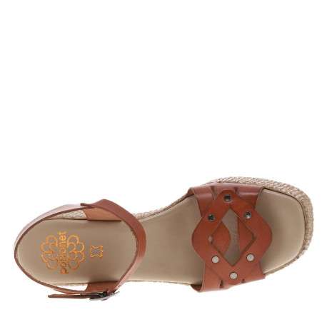 Nu-pieds en cuir bruns à talon décroché haut avec boucle à ardillon - Image 4