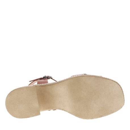 Nu-pieds en cuir bruns à talon décroché haut avec boucle à ardillon - Image 5