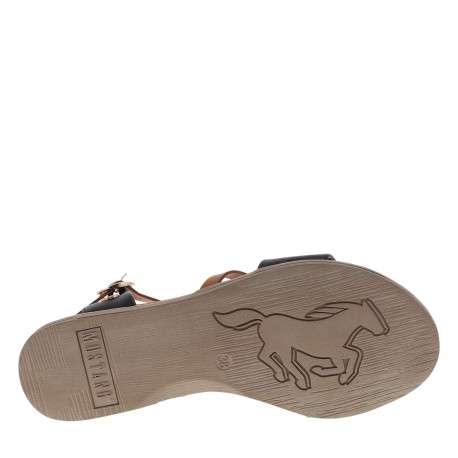 Nu-pieds noirs et camel à talon plat avec une boucle à ardillon - Image 5