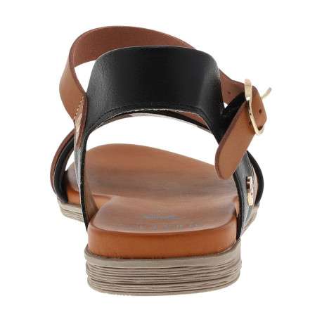 Nu-pieds noirs et camel à talon plat avec une boucle à ardillon - Image 6