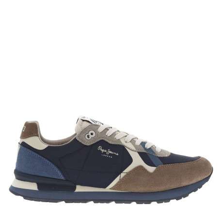 Baskets running en cuir bleu marine à talon plat avec des lacets tressés - Image 2