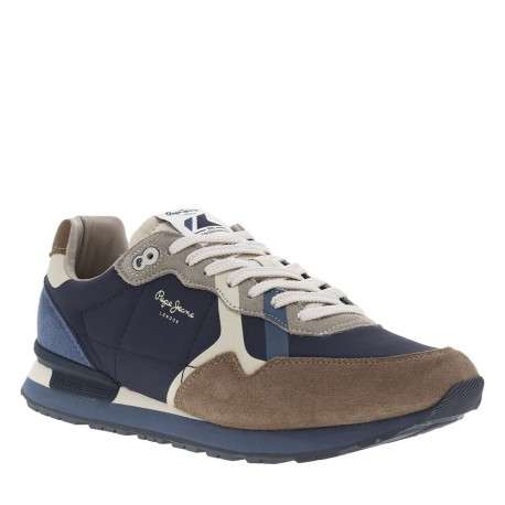 Baskets running en cuir bleu marine à talon plat avec des lacets tressés - Image 3