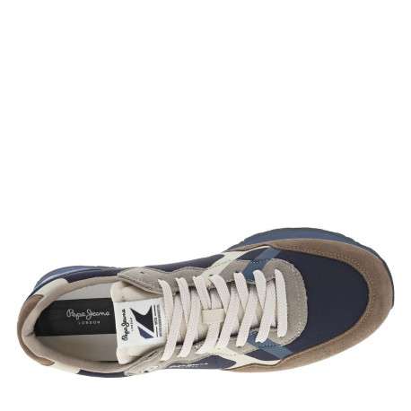 Baskets running en cuir bleu marine à talon plat avec des lacets tressés - Image 4