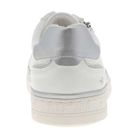 Tennis blanches à talon plat avec des lacets et un zip latéral - Image 6