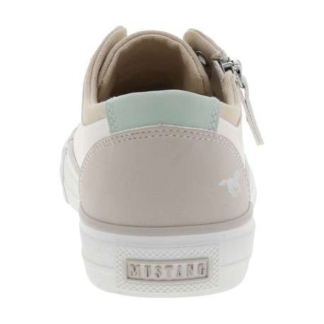 Tennis écrues à talon plat avec des lacets et un zip latéral - Image 6
