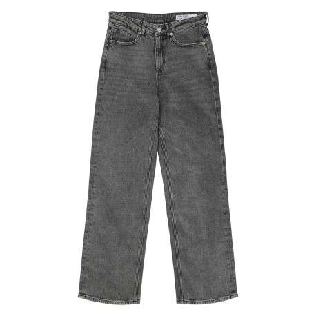 Jean en coton mélangé gris avec une coupe bootcut et des passants pour ceinture