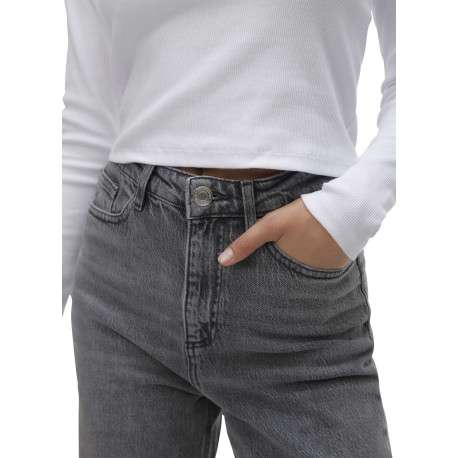 Jean en coton mélangé gris avec une coupe bootcut et des passants pour ceinture - Image 4
