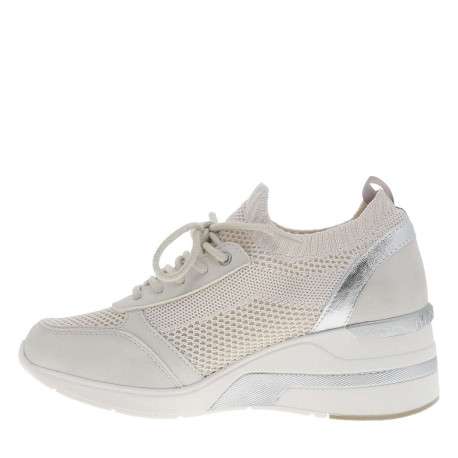 Baskets running blanches à talon compensé avec des lacets ronds