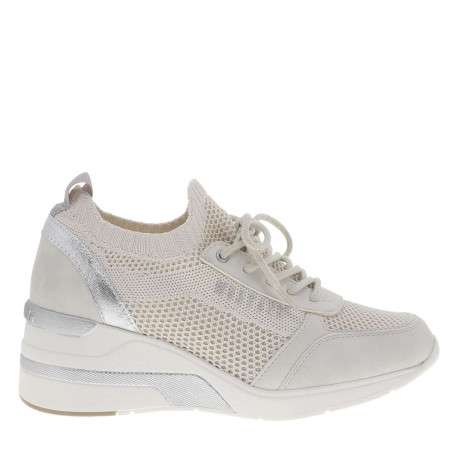 Baskets running blanches à talon compensé avec des lacets ronds - Image 2