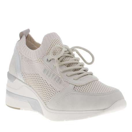 Baskets running blanches à talon compensé avec des lacets ronds - Image 3
