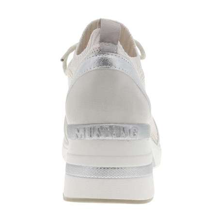 Baskets running blanches à talon compensé avec des lacets ronds - Image 6