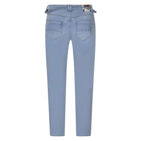 Jean en coton bleu denim pourvu d'une coupe droite et de multiples poches - Image 2