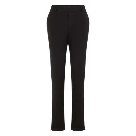 Pantalon Chino Maya noir uni à coupe slim avec des poches passepoilées