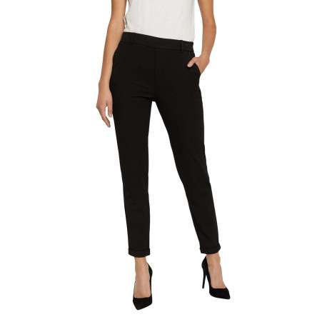 Pantalon Chino Maya noir uni à coupe slim avec des poches passepoilées - Image 3