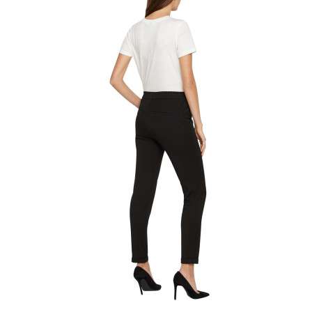 Pantalon Chino Maya noir uni à coupe slim avec des poches passepoilées - Image 4