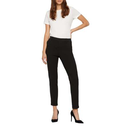 Pantalon Chino Maya noir uni à coupe slim avec des poches passepoilées - Image 5