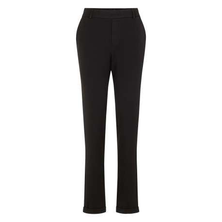Pantalon Chino Maya noir uni à coupe slim avec des poches passepoilées - Image 8