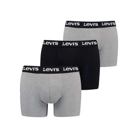 Lot de 3 boxers courts noir et gris en coton avec ceinture élastiquée