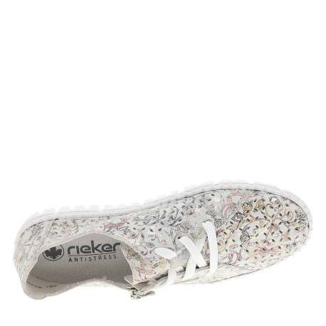 Tennis en cuir grises à talon plat avec des lacets et un zip latéral - Image 4