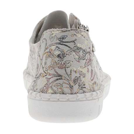 Tennis en cuir grises à talon plat avec des lacets et un zip latéral - Image 6