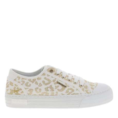 Tennis toile basse blanches avec un talon plat et des lacets - Image 2