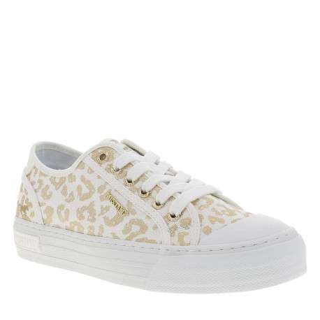 Tennis toile basse blanches avec un talon plat et des lacets - Image 3