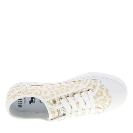 Tennis toile basse blanches avec un talon plat et des lacets - Image 4
