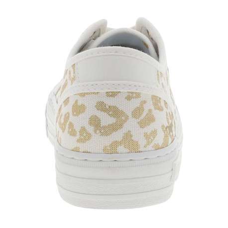 Tennis toile basse blanches avec un talon plat et des lacets - Image 6