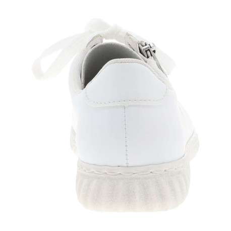 Tennis en cuir blanches à talon plat avec des lacets et un zip latéral - Image 6