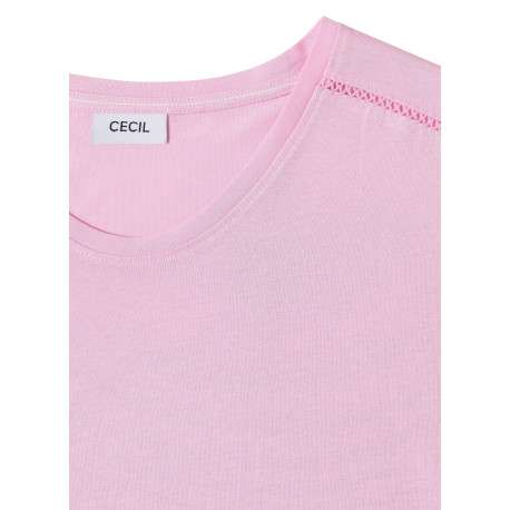 T-shirt rose uni avec une coupe droite et des manches courtes - Image 2
