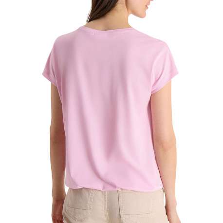 T-shirt rose uni avec une coupe droite et des manches courtes - Image 4