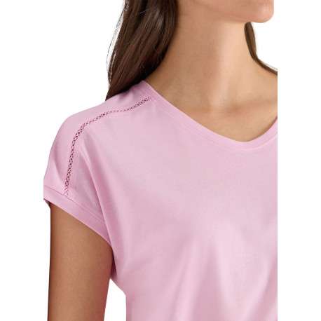 T-shirt rose uni avec une coupe droite et des manches courtes - Image 6