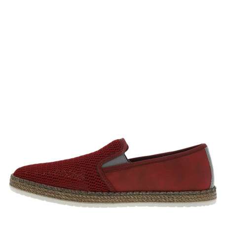 Espadrilles rouges à talon plat avec deux soufflets élastiqués