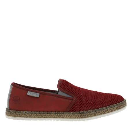 Espadrilles rouges à talon plat avec deux soufflets élastiqués - Image 2