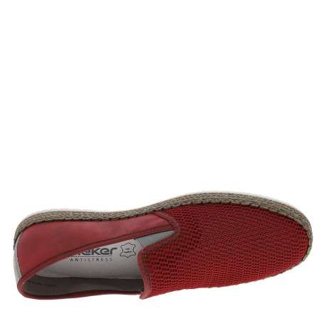 Espadrilles rouges à talon plat avec deux soufflets élastiqués - Image 4