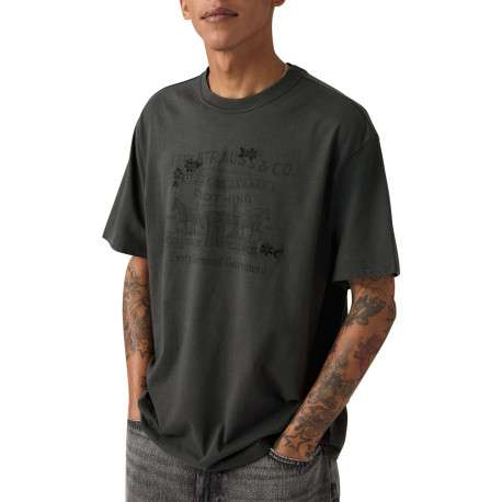 T-shirt en coton anthracite imprimé à coupe droite pourvu d'un col rond - Image 3