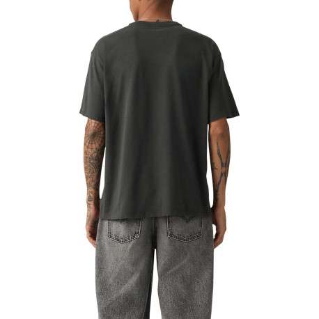 T-shirt en coton anthracite imprimé à coupe droite pourvu d'un col rond - Image 4