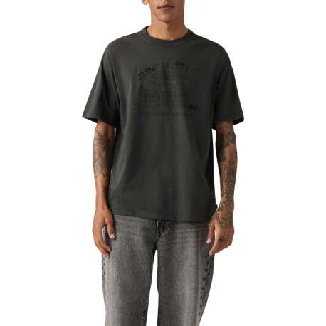 T-shirt en coton anthracite imprimé à coupe droite pourvu d'un col rond - Image 6