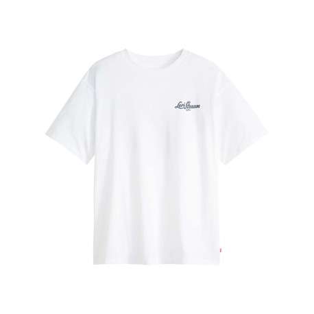 T-shirt en coton blanc imprimé à coupe droite pourvu d'un col rond