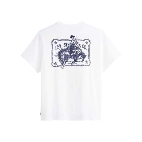 T-shirt en coton blanc imprimé à coupe droite pourvu d'un col rond - Image 2