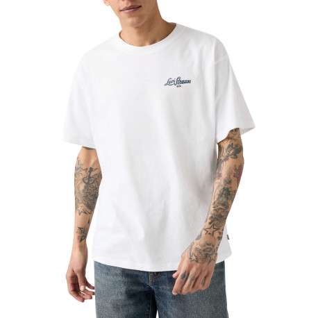 T-shirt en coton blanc imprimé à coupe droite pourvu d'un col rond - Image 3