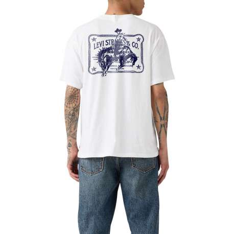 T-shirt en coton blanc imprimé à coupe droite pourvu d'un col rond - Image 4