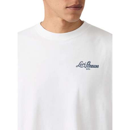 T-shirt en coton blanc imprimé à coupe droite pourvu d'un col rond - Image 5