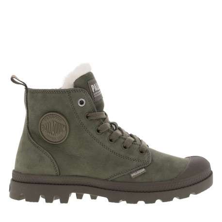 Bottines en cuir nubuck kaki à talon plat avec des lacets et un zip latéral - Image 2