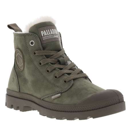 Bottines en cuir nubuck kaki à talon plat avec des lacets et un zip latéral - Image 4