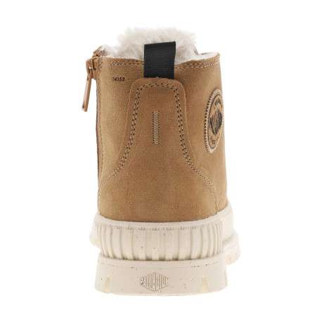 Bottines en cuir enduit camel à talon plat avec des lacets et un zip latéral - Image 12