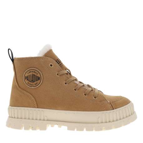 Bottines en cuir enduit camel à talon plat avec des lacets et un zip latéral - Image 2
